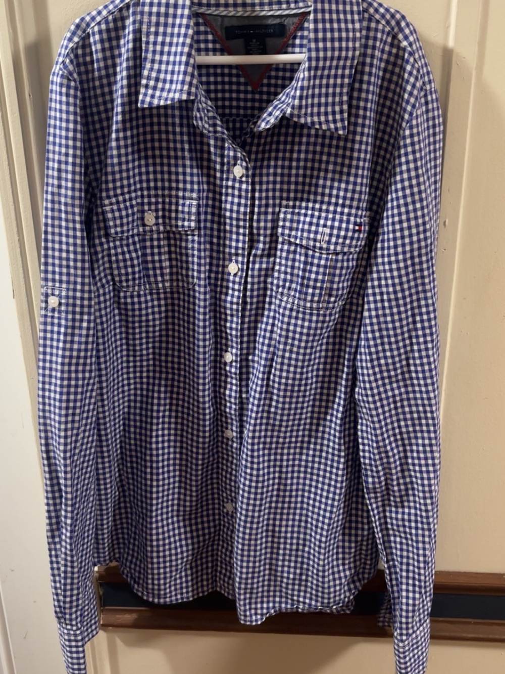 Tommy Hilfiger Navy and White Gingham Button-Down Shirt
